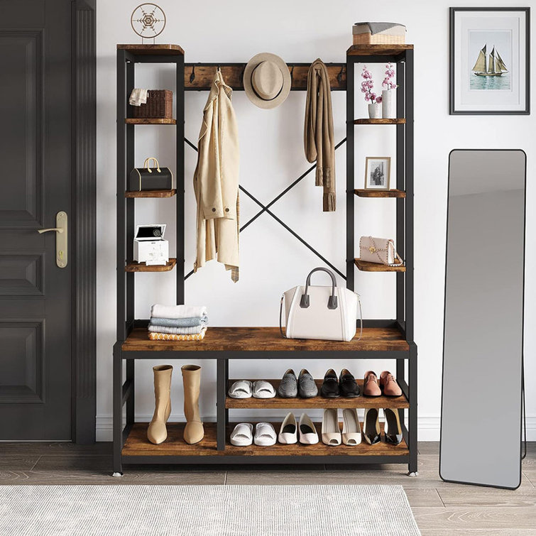 Coat rack discount with shoe shelf